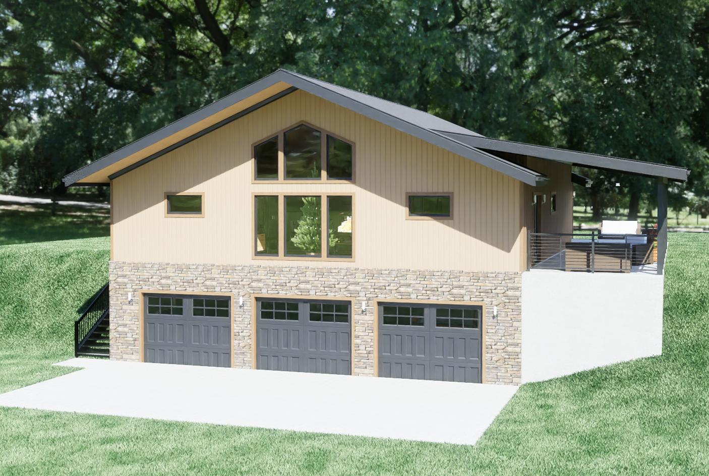 Chalet with Three-Car Garage