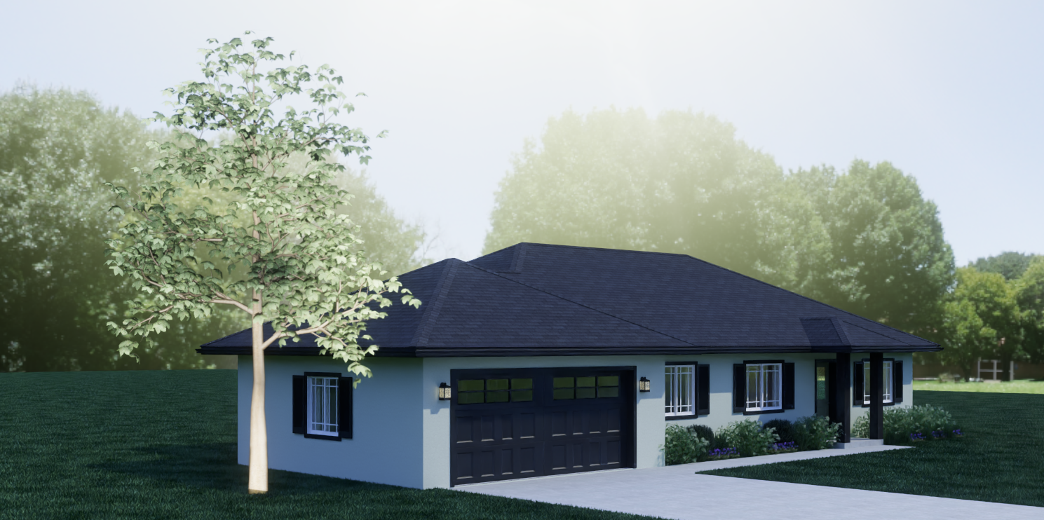 Classic Ranch alternate exterior rendering, view 3