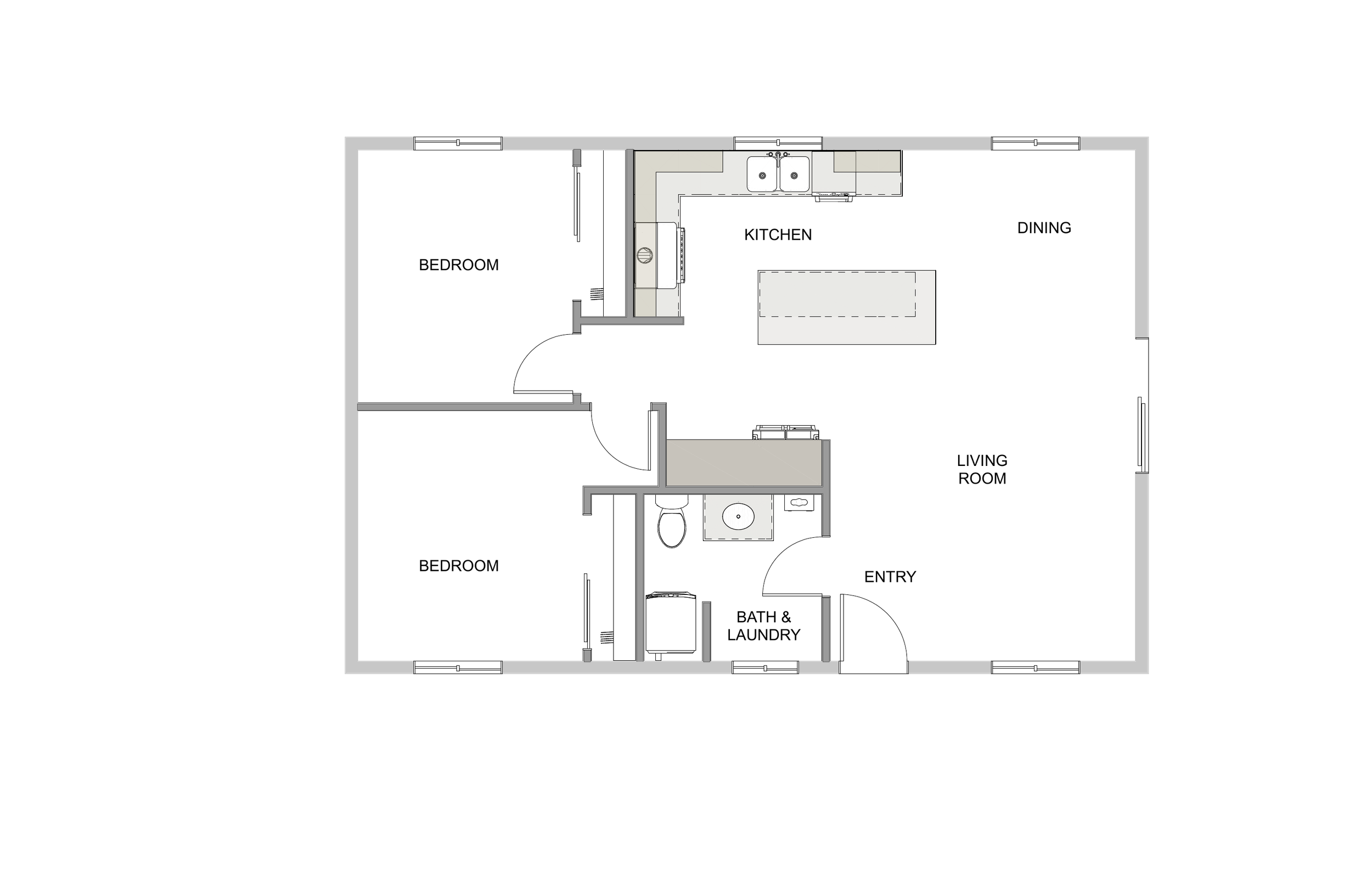 Floor plan for Single Story Cottage.