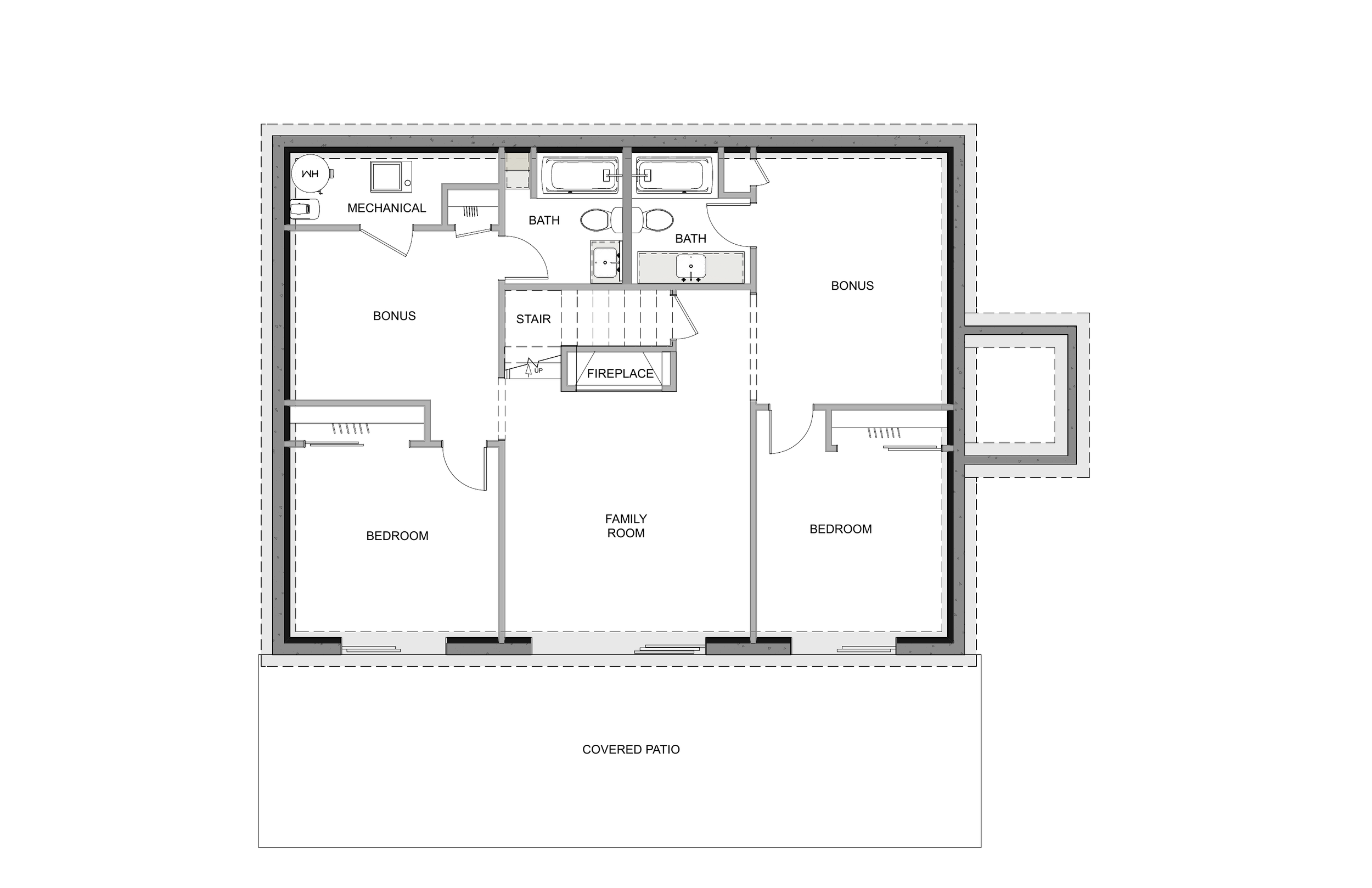 Modern A-Frame Cabin lower level floor plan