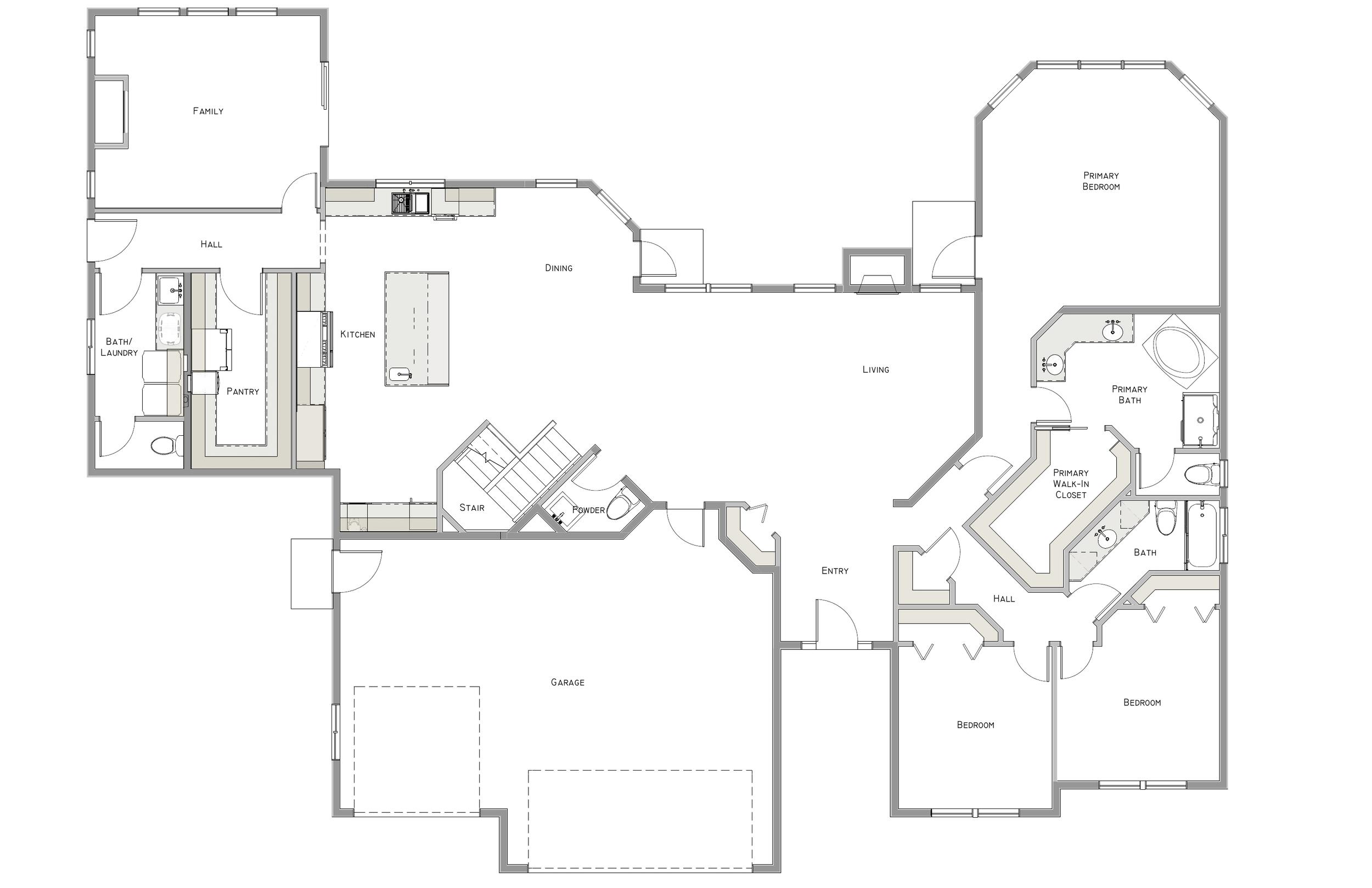 Level 1 floor plan for Boise Remodel 3, alternate design.
