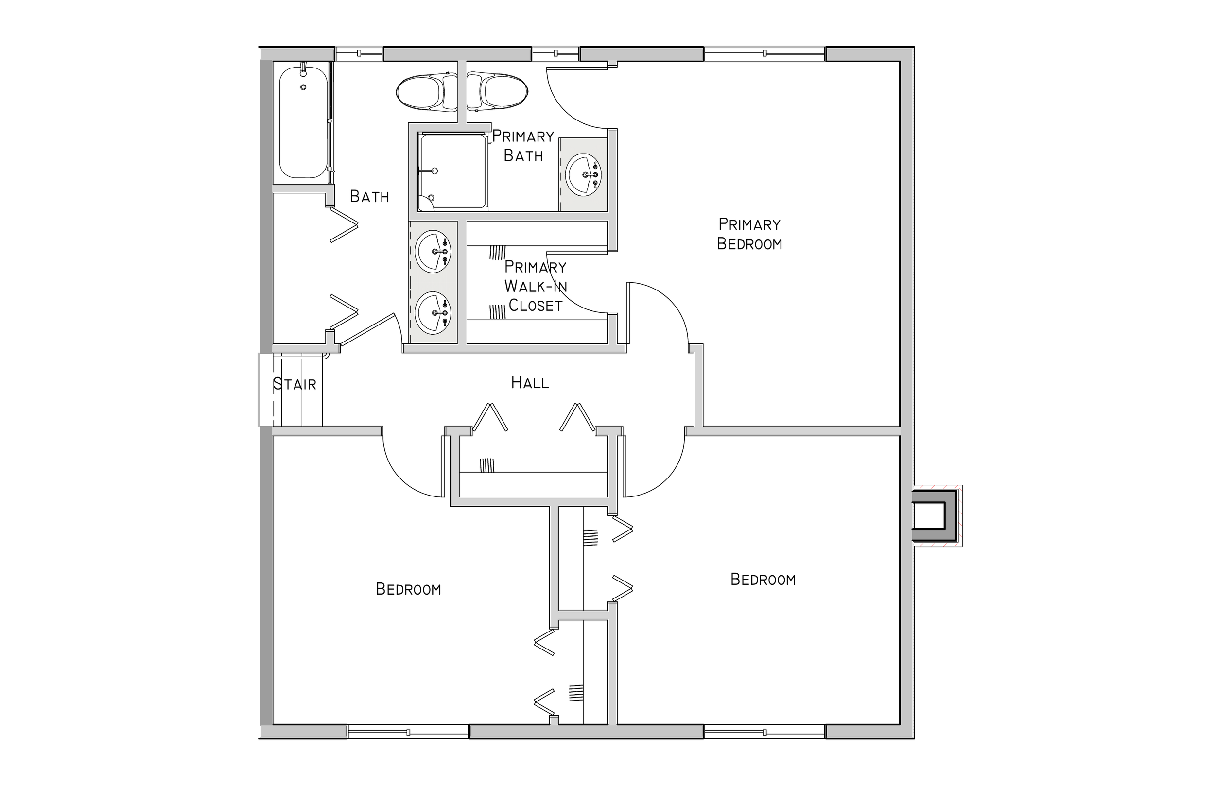 Level 2 floor plan for Boise Remodel 2, alternate design.
