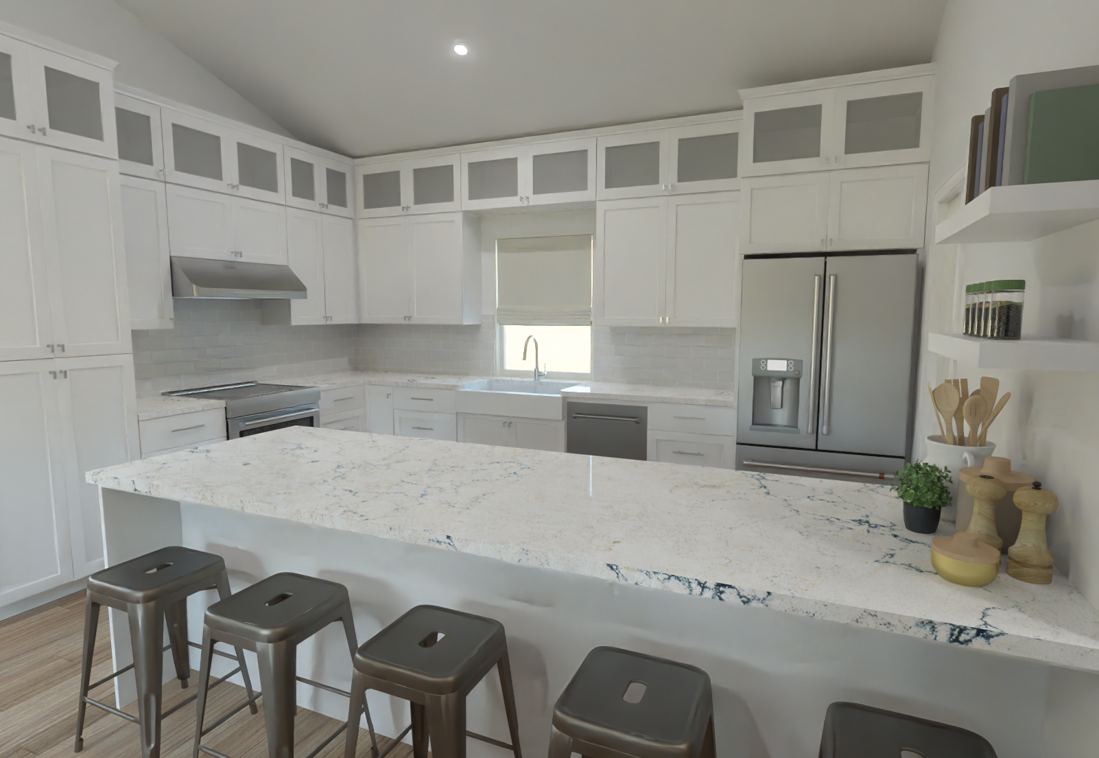 Alternate view of the bright open-plan living space.