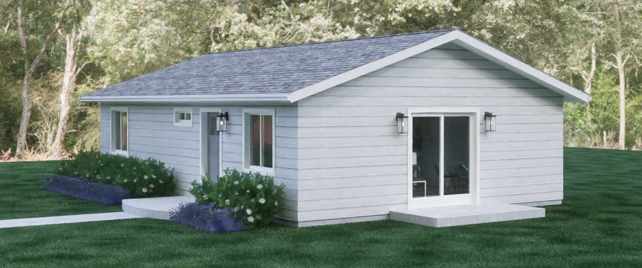 Exterior rendering of Single Story Cottage, view 2.