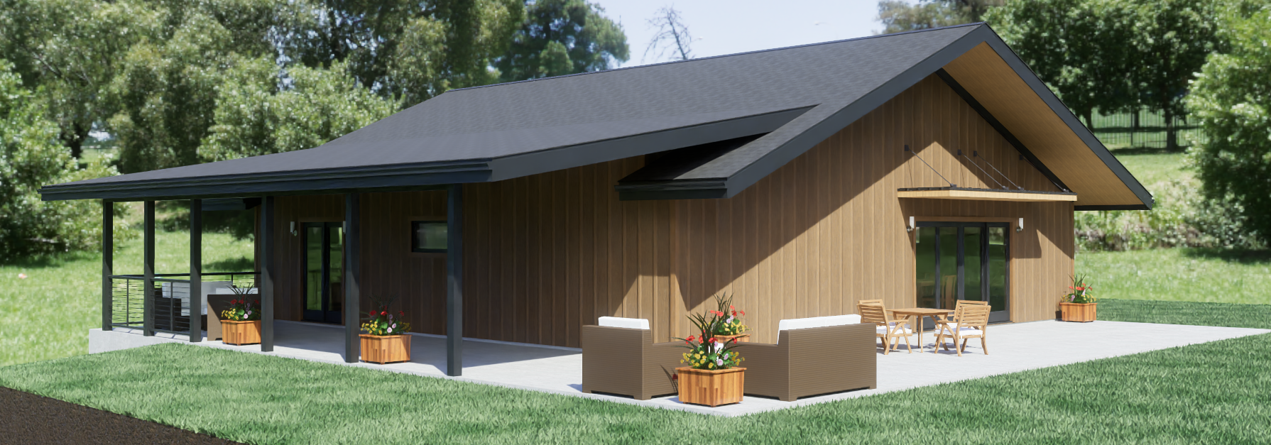 Chalet with Three-Car Garage exterior rendering 4