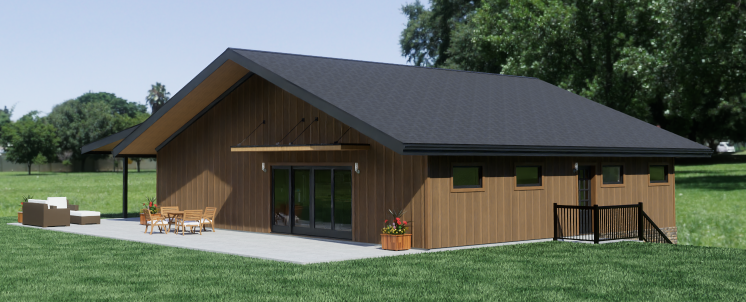 Chalet with Three-Car Garage exterior rendering 3