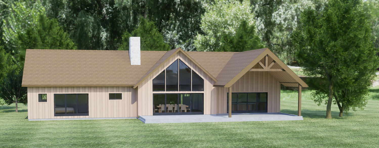 Rustic Timber Ranch exterior rendering 3