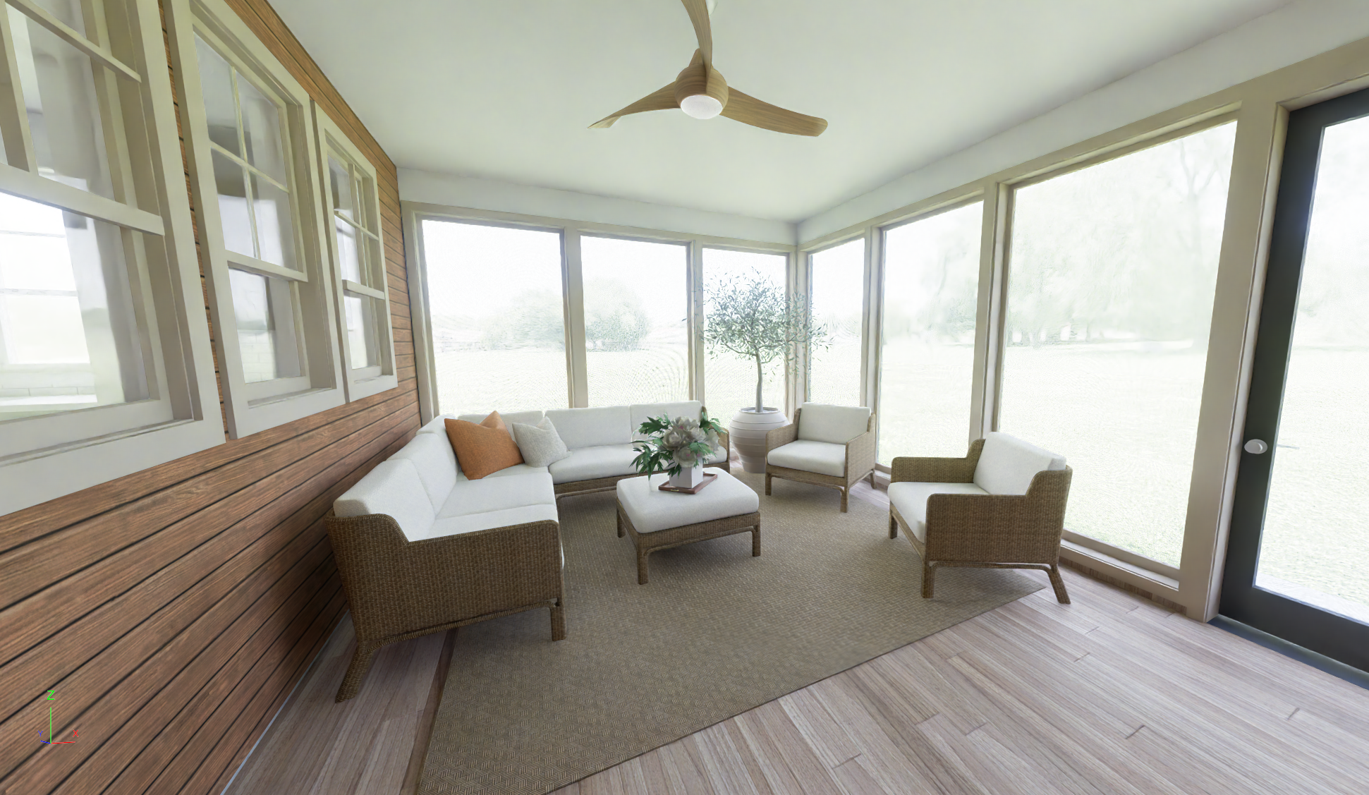 Stone and Timber Craftsman interior rendering