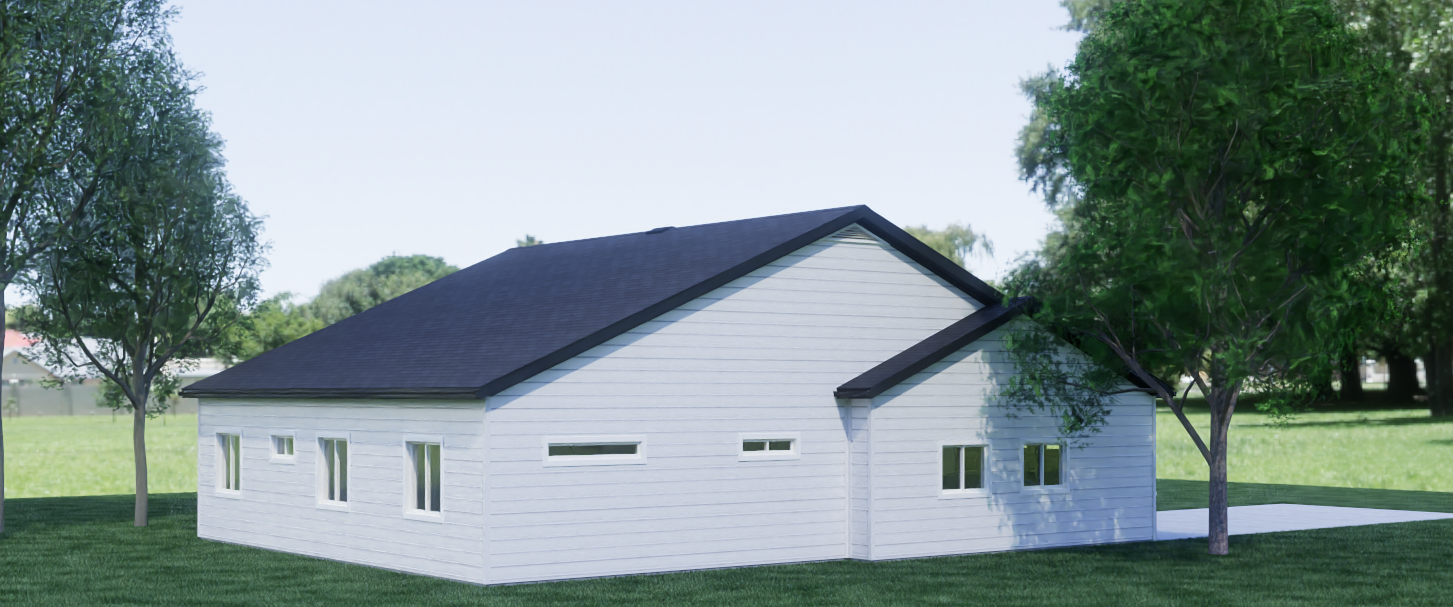 White Cottage Ranch exterior rendering 3