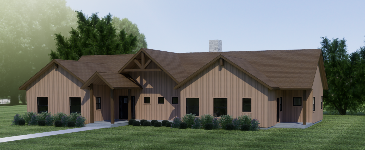 Rustic Timber Ranch exterior rendering 2
