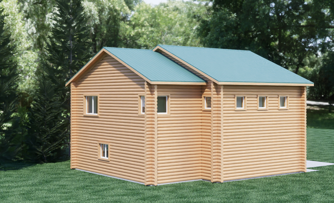 Garage with Upper Level exterior rendering, view 2