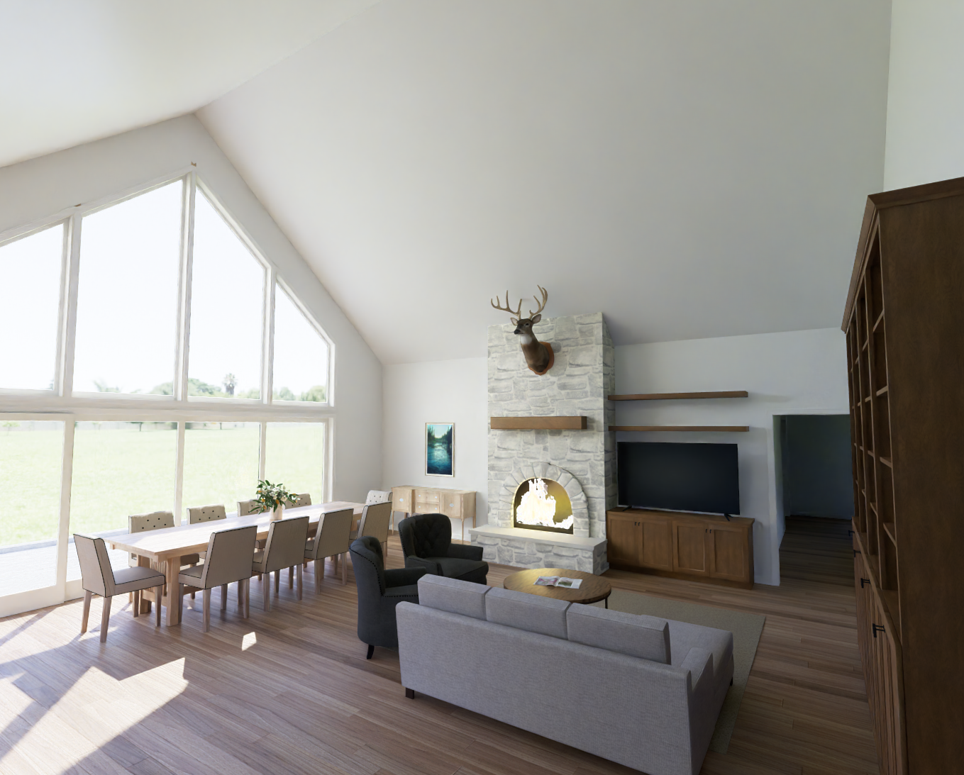 Rustic Timber Ranch interior rendering 2