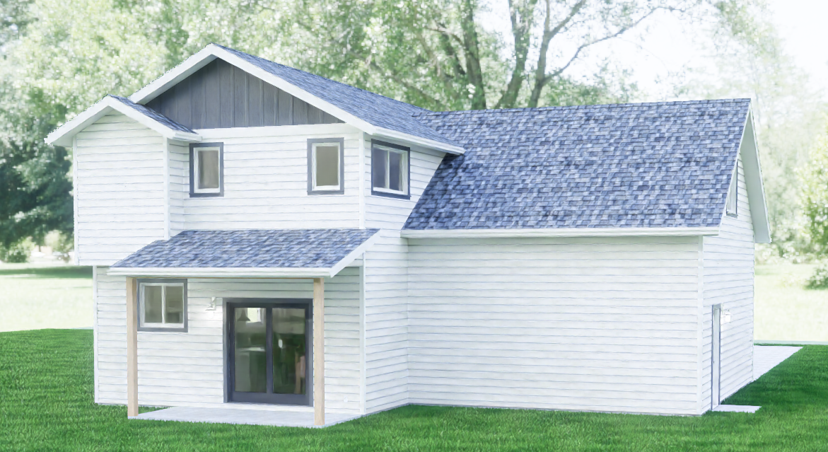 Alternate exterior rendering of Compact Gabled Home.