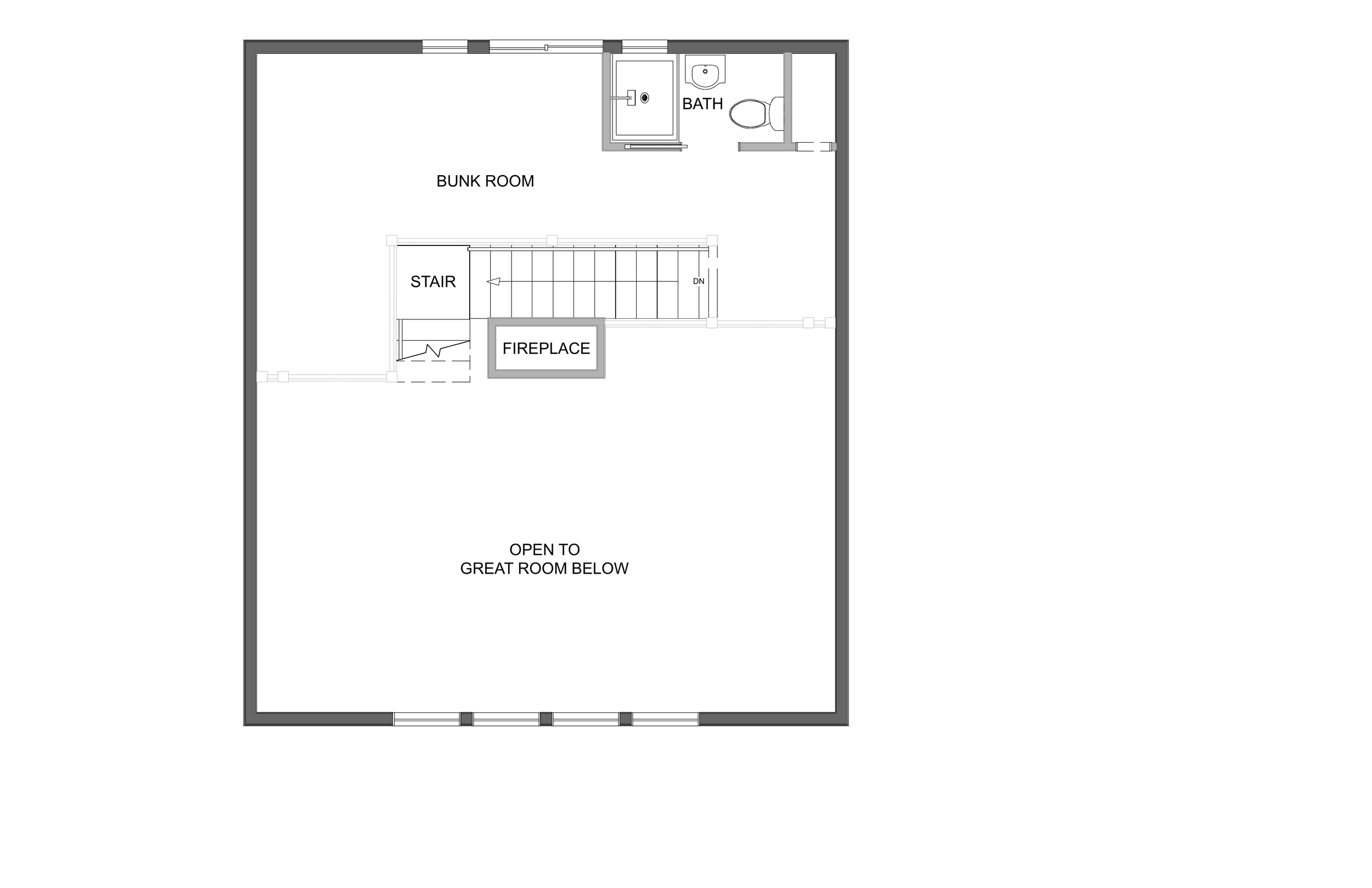 Modern A-Frame Cabin upper level floor plan