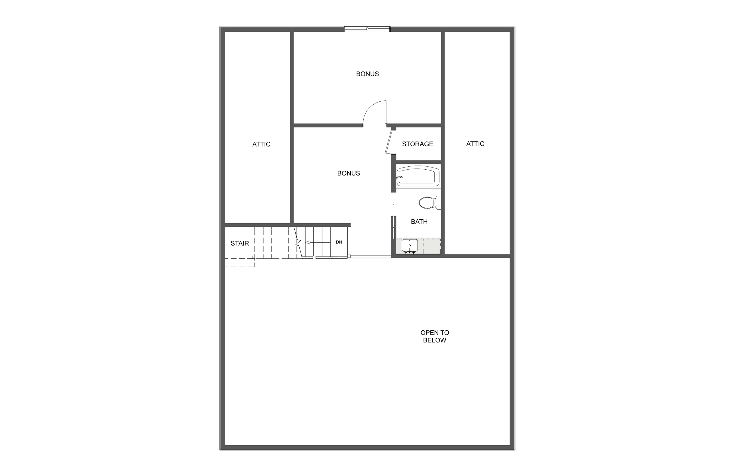 Upper level floor plan for Timber Porch Cottage.
