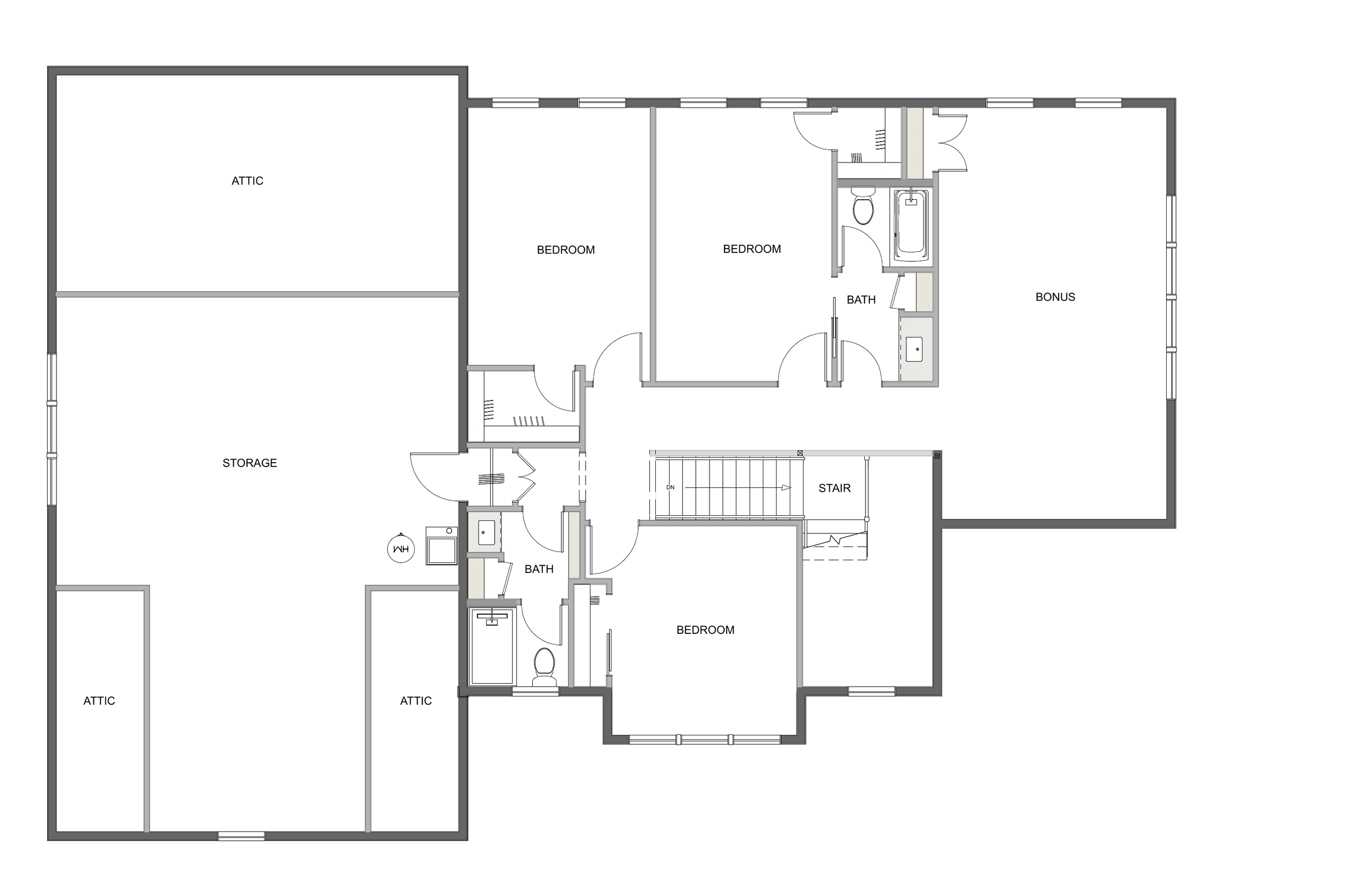 Stone and Timber Craftsman upper level floor plan