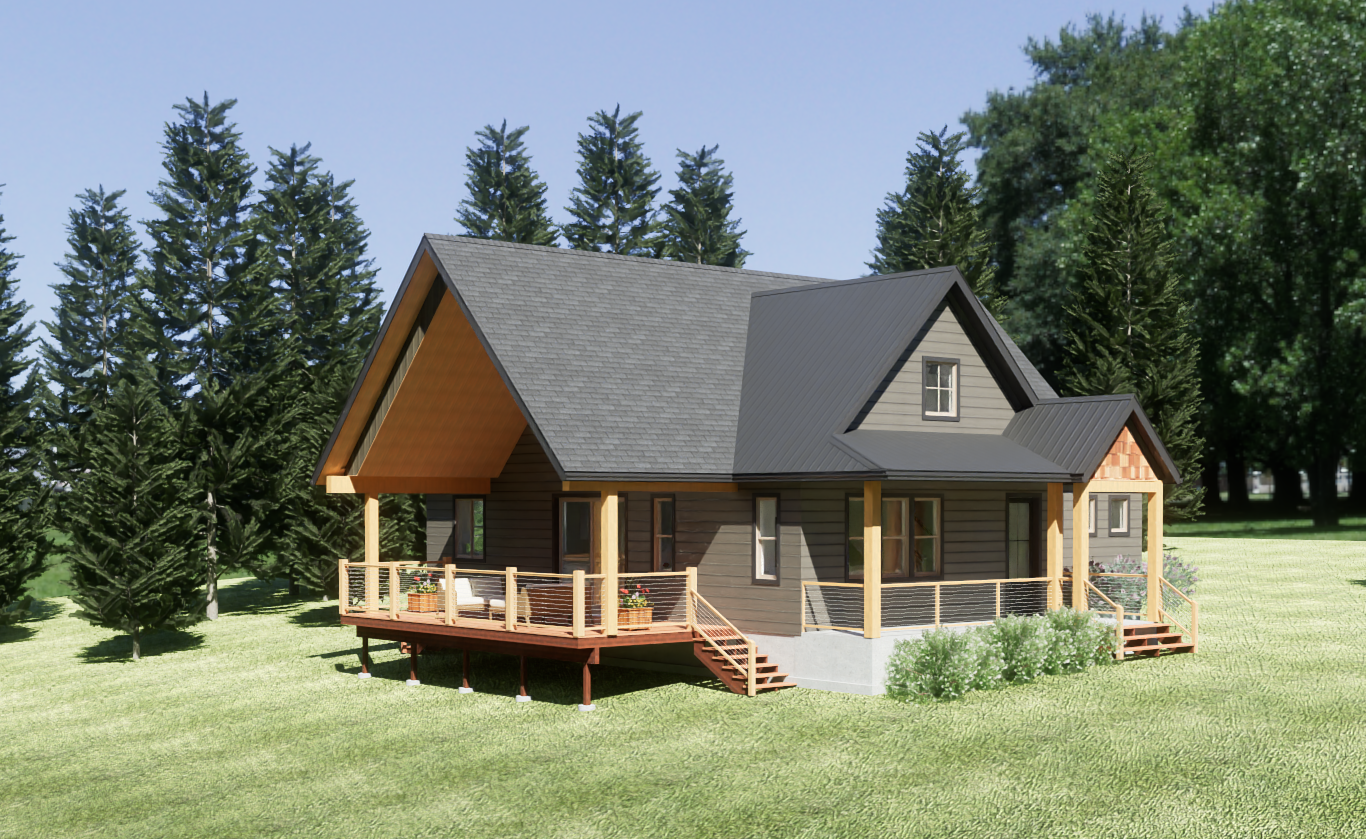 Gabled Porch Cabin exterior with a covered gabled porch