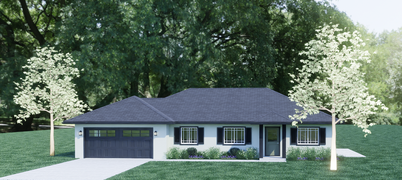 Classic Ranch alternate exterior rendering, view 1