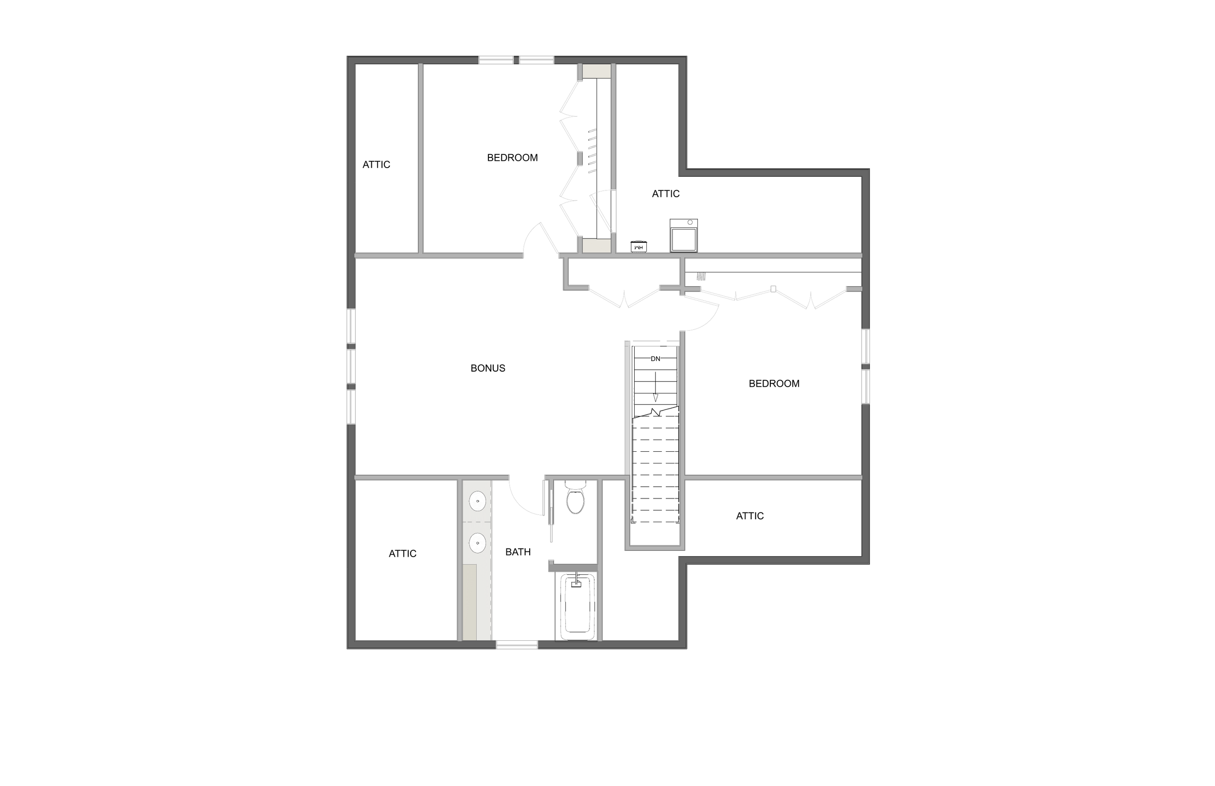 Gabled Porch Cabin upper level floor plan