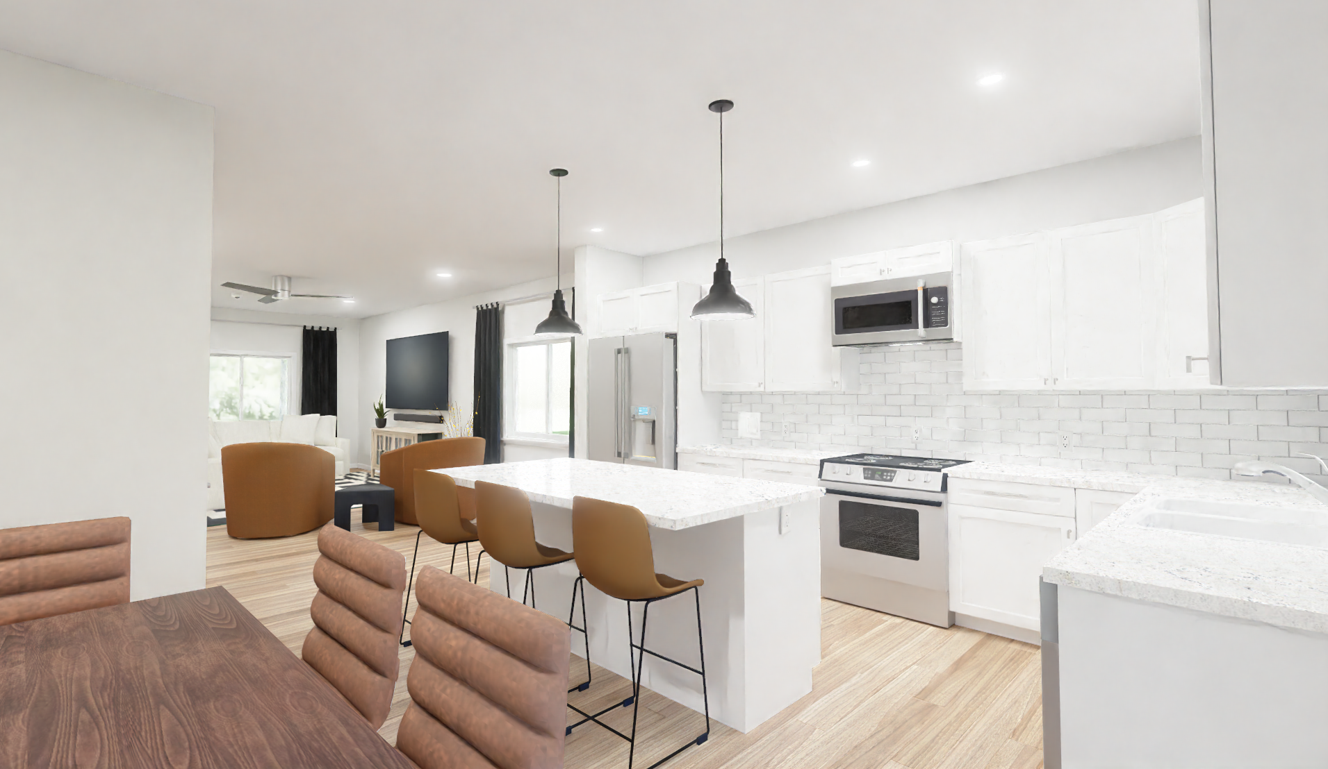 Interior rendering of Shed Roof Modern, view 2.