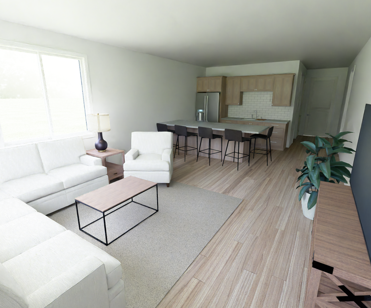 Interior rendering of Garage with Sports Court, view 1.