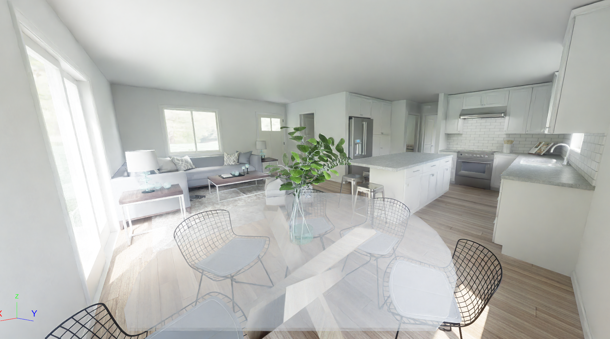 Interior rendering of Single Story Cottage, view 2.