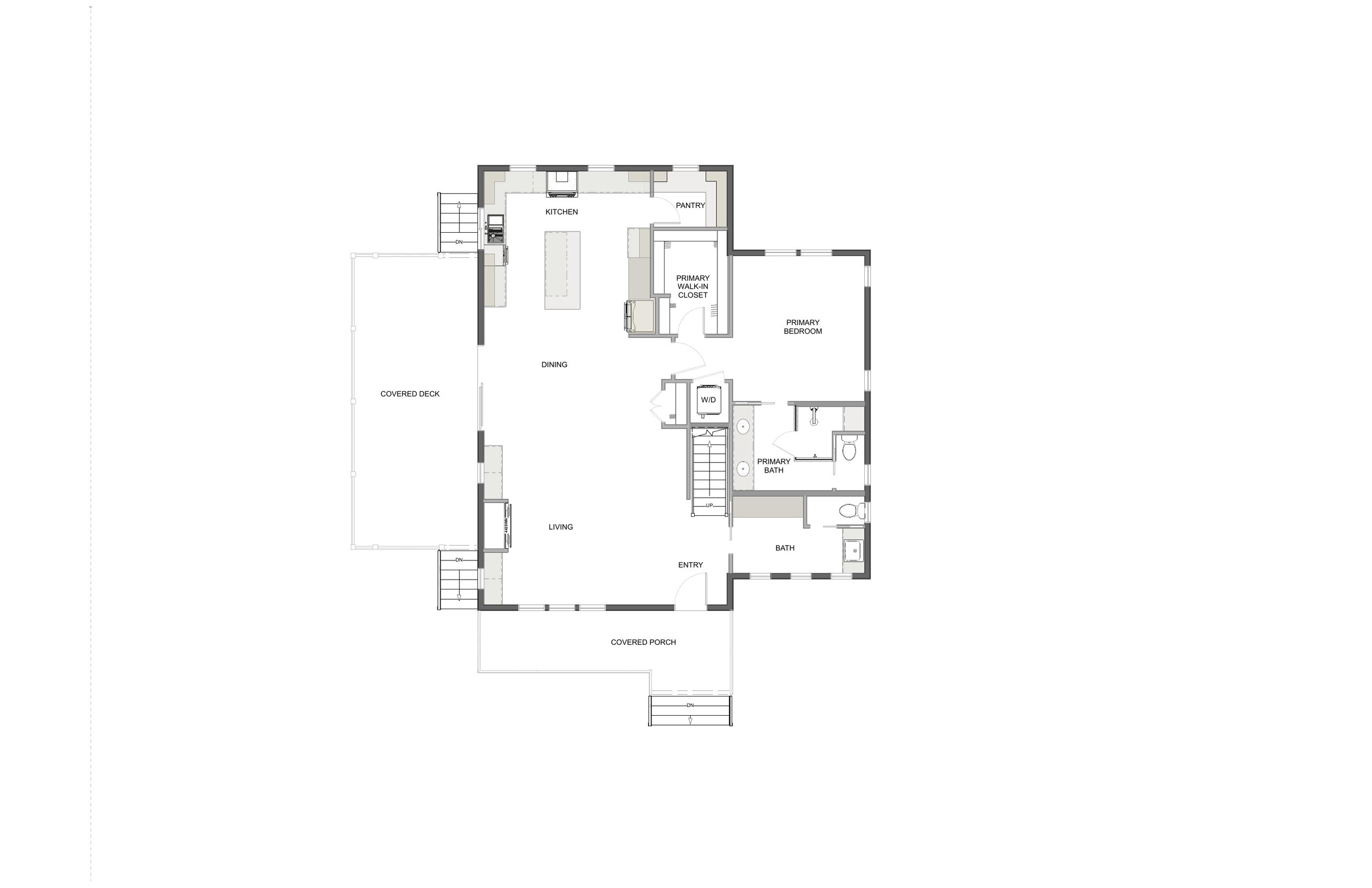 Gabled Porch Cabin main level floor plan