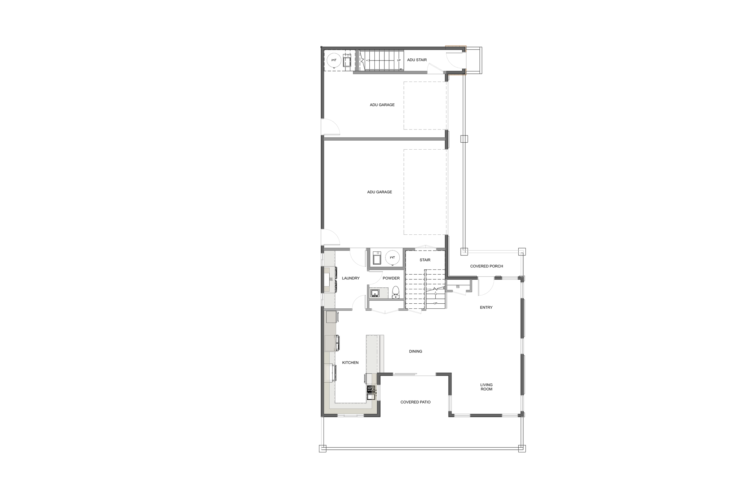 Main level floor plan for Blue Two Story — Concept 2.