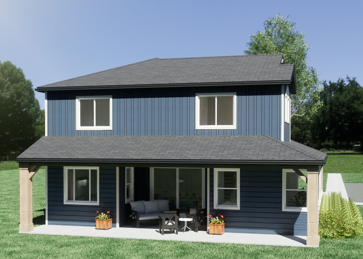 Exterior rendering of Blue Two Story — Concept 2, view 2.