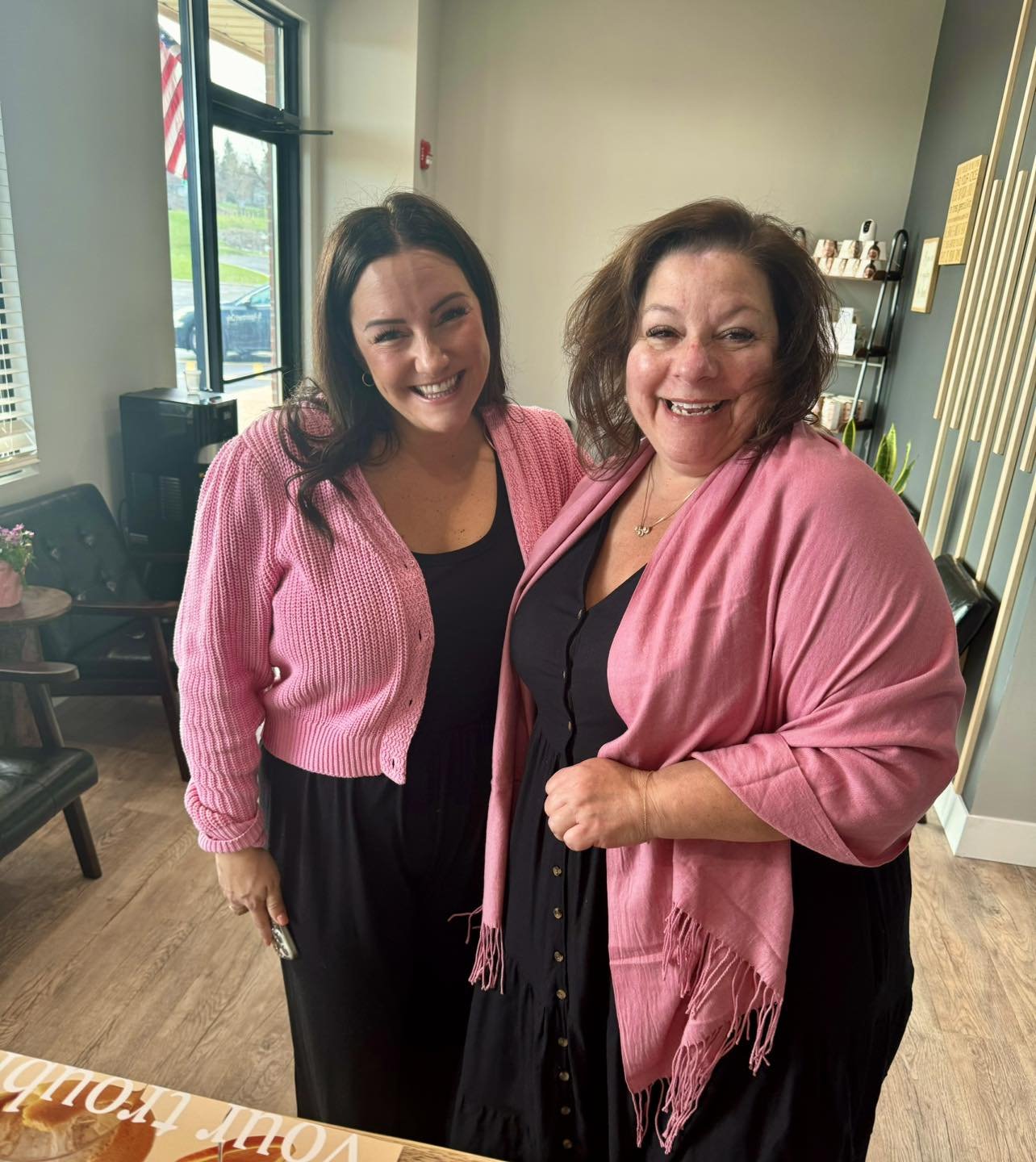 Nothing beats those moments when you and a client match perfectly! Tiffany and Nadine owning the pink cardigan + black dress game at the spa 🖤💕 #Twinning #ClientLove #LITH #LakeInTheHills #CrystalLake #Huntley #McHenry #Algonquin #LashLovers #LashP