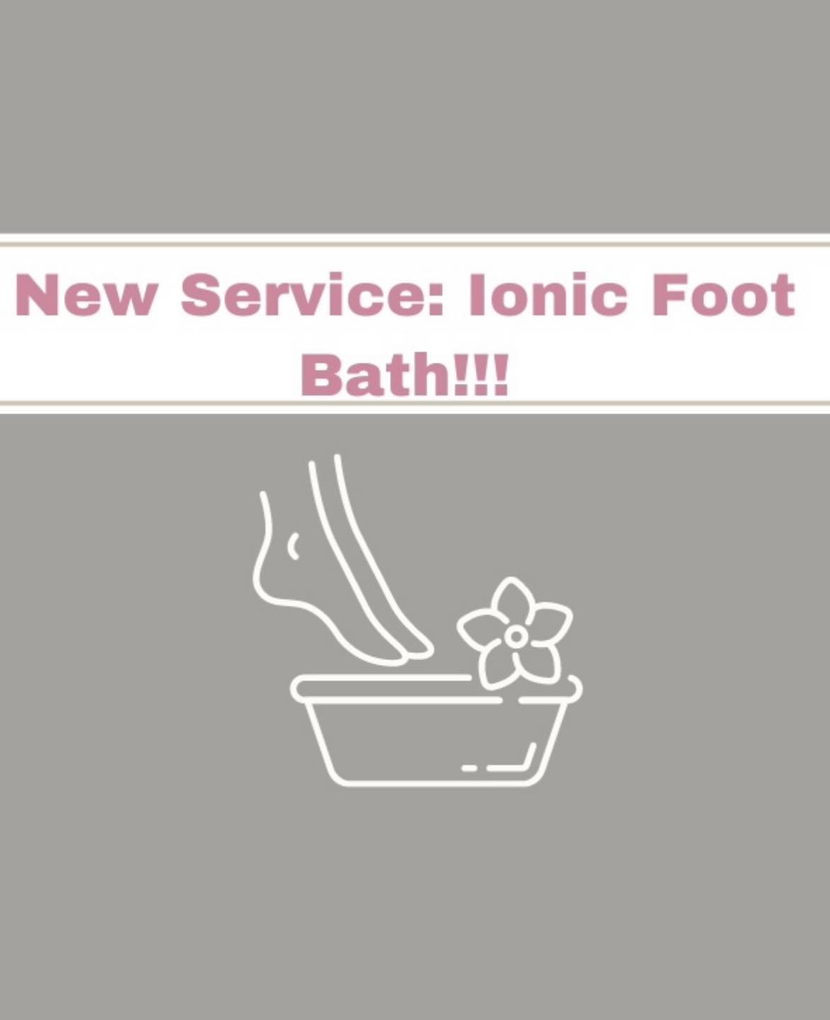 🚨NEW SERVICE ALERT🚨

We are now offering a service called &ldquo;Ionic Foot Bath&rdquo;🌿💦.Immerse your feet in a 30-minute detox journey, where vibrant colors reflect the release of toxins from joints, liver, heavy metals, and more. Say goodbye t