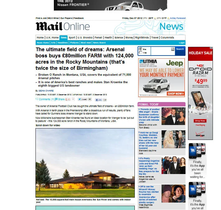 Broken O Ranch Sale Featured in Forbes, Wall Street Journal, Globe & Mail and More