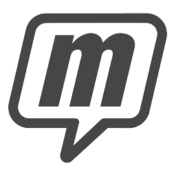Logo in bianco e nero di un fumetto con la lettera 'm' al centro.