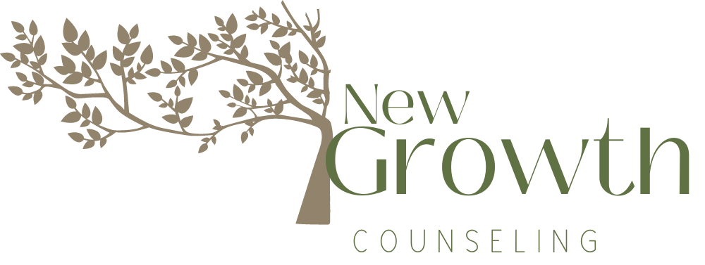 Stylized Simple Tree next to words New Growth Counseling - Logo