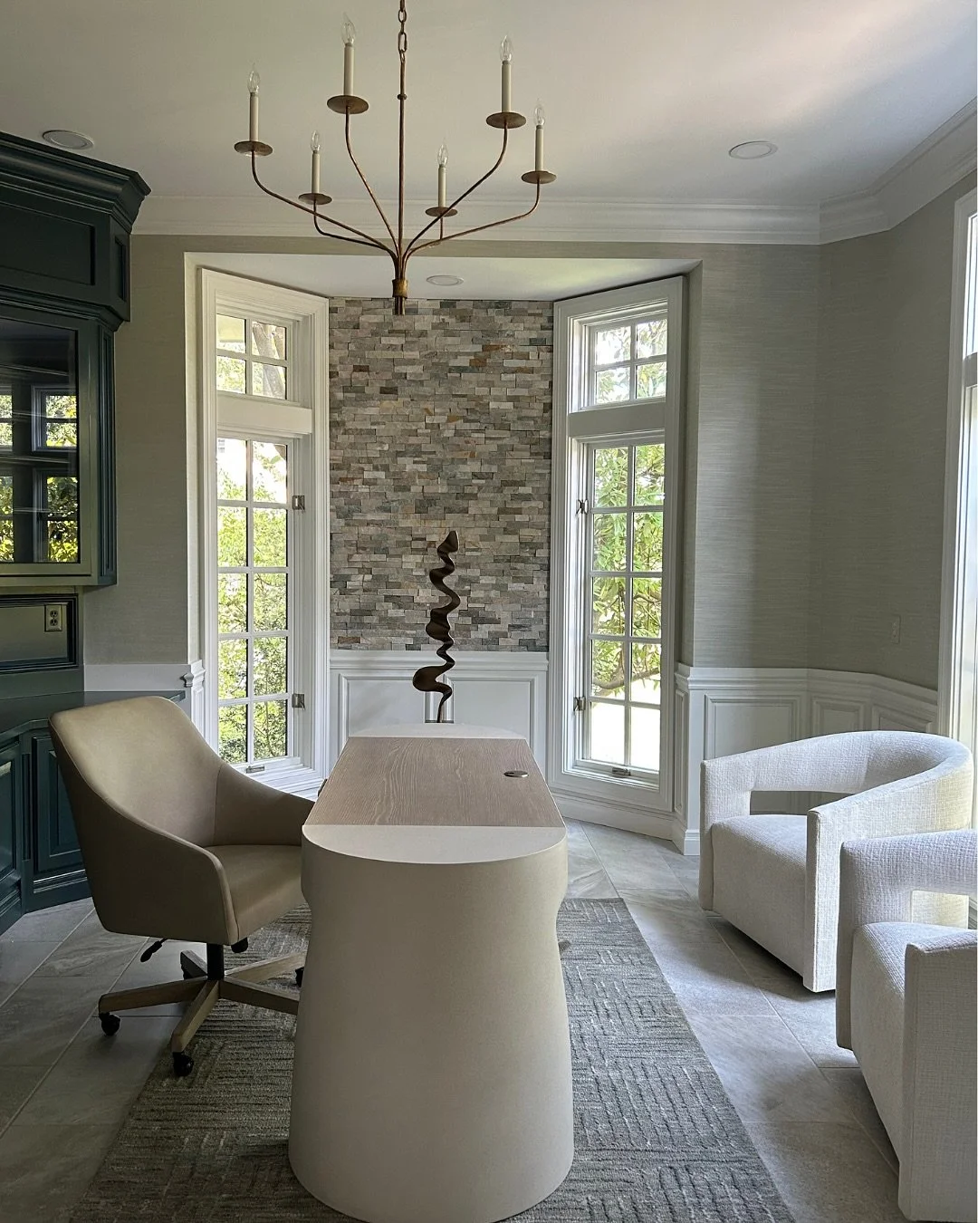 Monday motivation&mdash;delivered! 🤍 This gorgeous office furniture just landed! We are obsessed with this desk constructed of concrete and wood. Cool. Calm. Serene. Loving these vibes? Send us a DM and let&rsquo;s design your dream home office! 🤳
