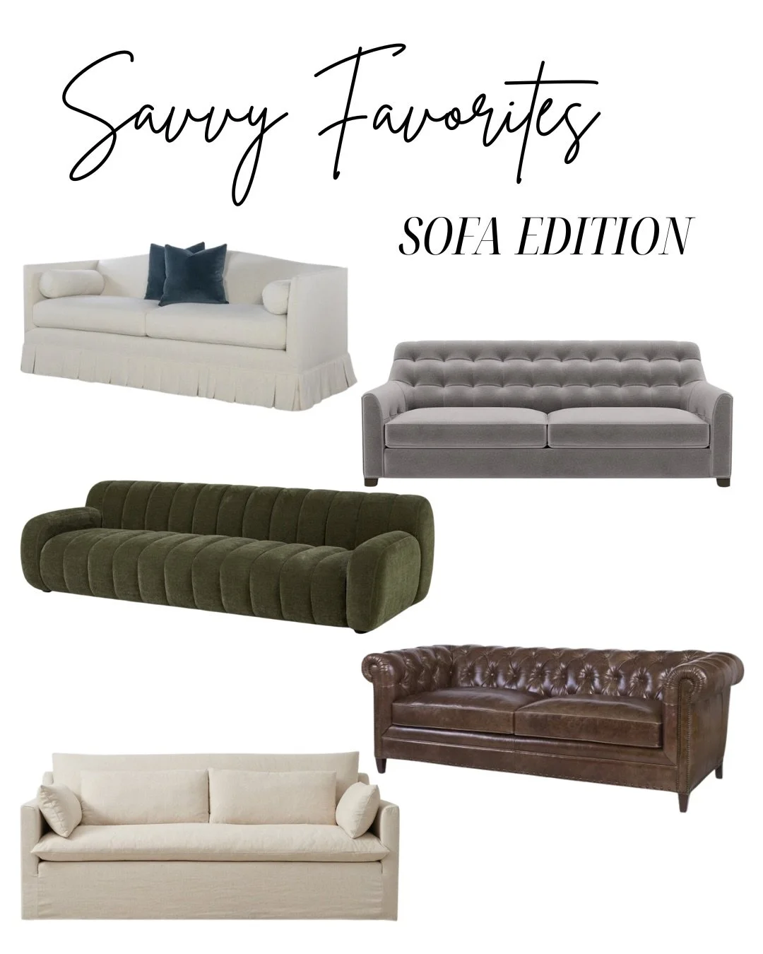 Savvy Favorites | Sofa Edition 🛋️ 

With the holidays here, we&rsquo;re dreaming of cozy gatherings shared on comfy sofas with loved ones. 🤍 

Swipe ➡️ to see our favorite sofas! Which one speaks to you? Share your vibe in the comments! And feel fr