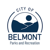 Belmont Parks and Recreation logo featuring a silhouette of a person and a mountain landscape with a river