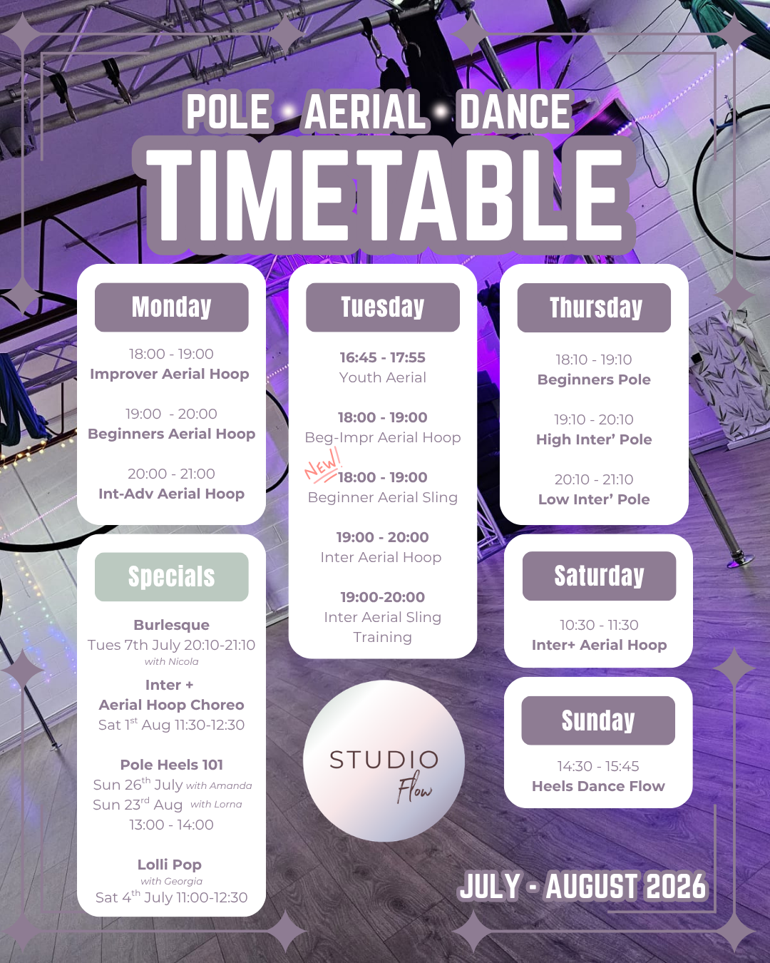Our Class Timetable — Studio Flow