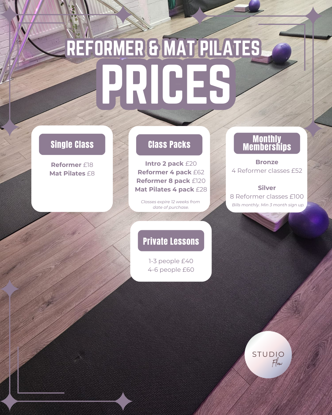 Studio Flow Reformer Pilates Prices