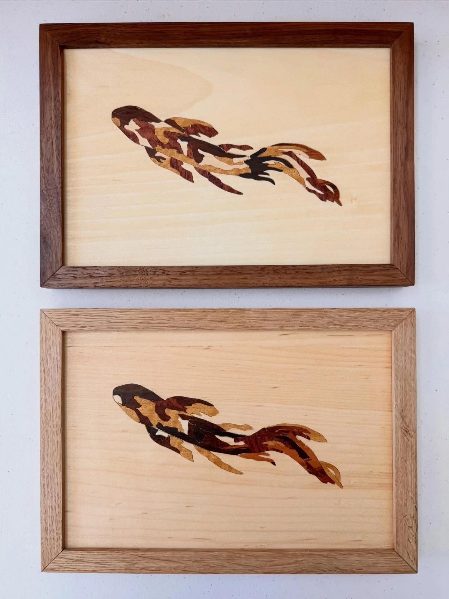 Small and simple marquetry artworks. These pieces challenged me to create detail in small spaces
.
Koi: 8&rdquo;x12&rdquo;. Bear: 8&rdquo;x10&rdquo;
#woodart