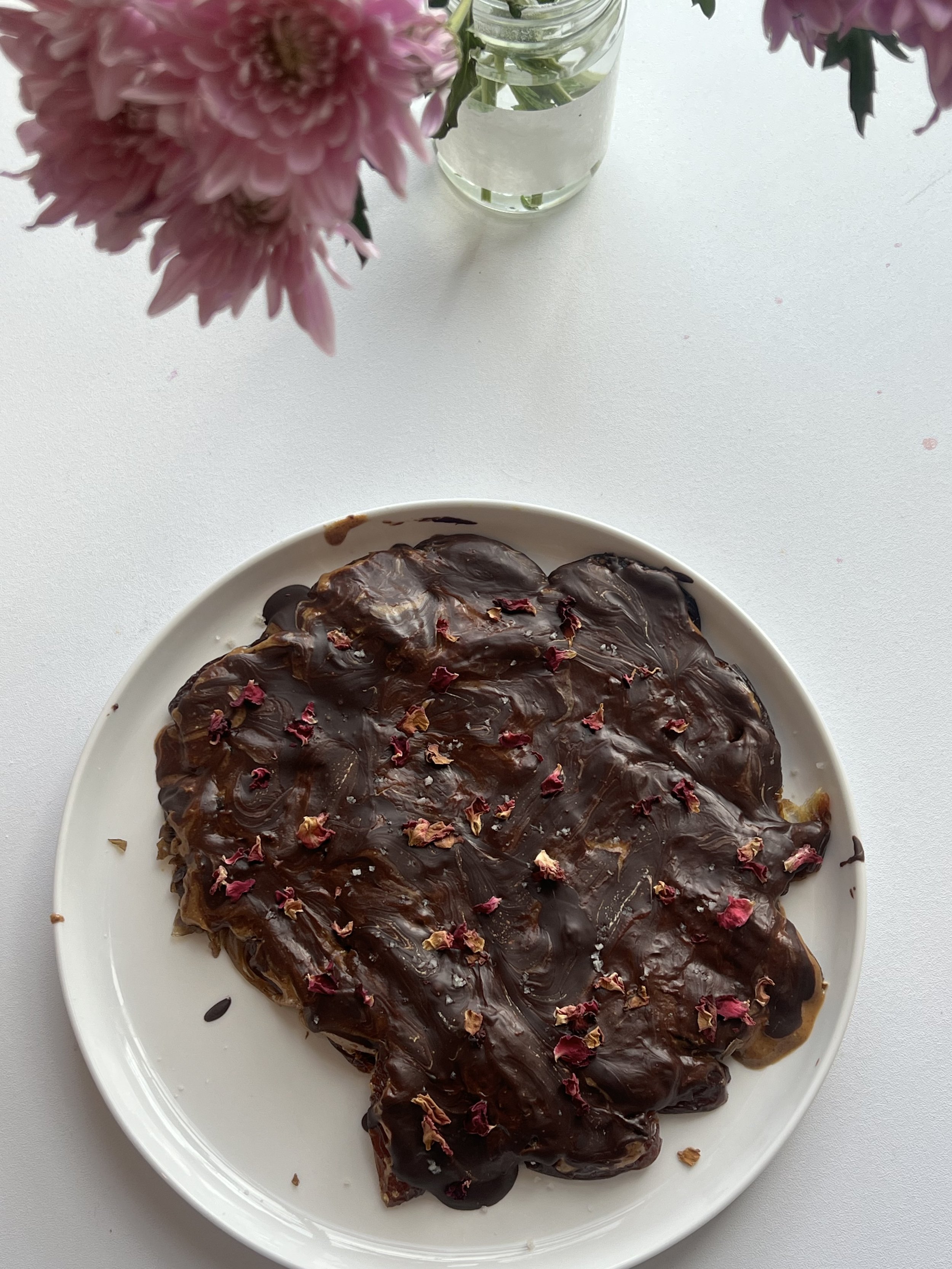 Almond butter rose date bark