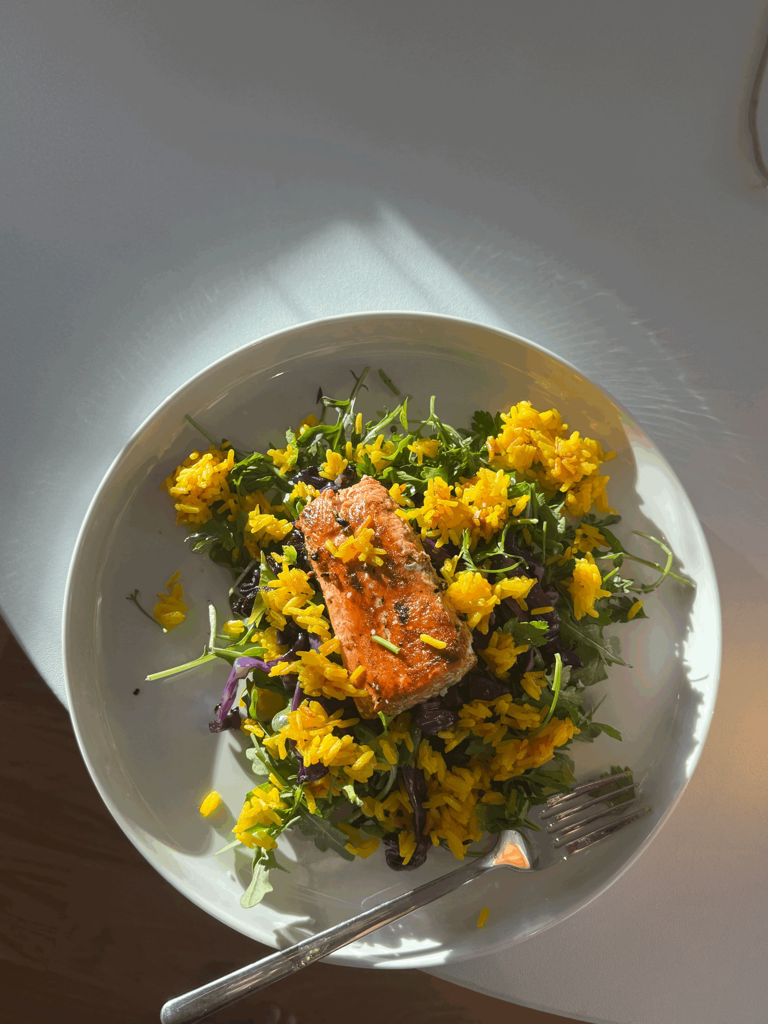Saffron Rice & Ginger Fennel Salmon Salad