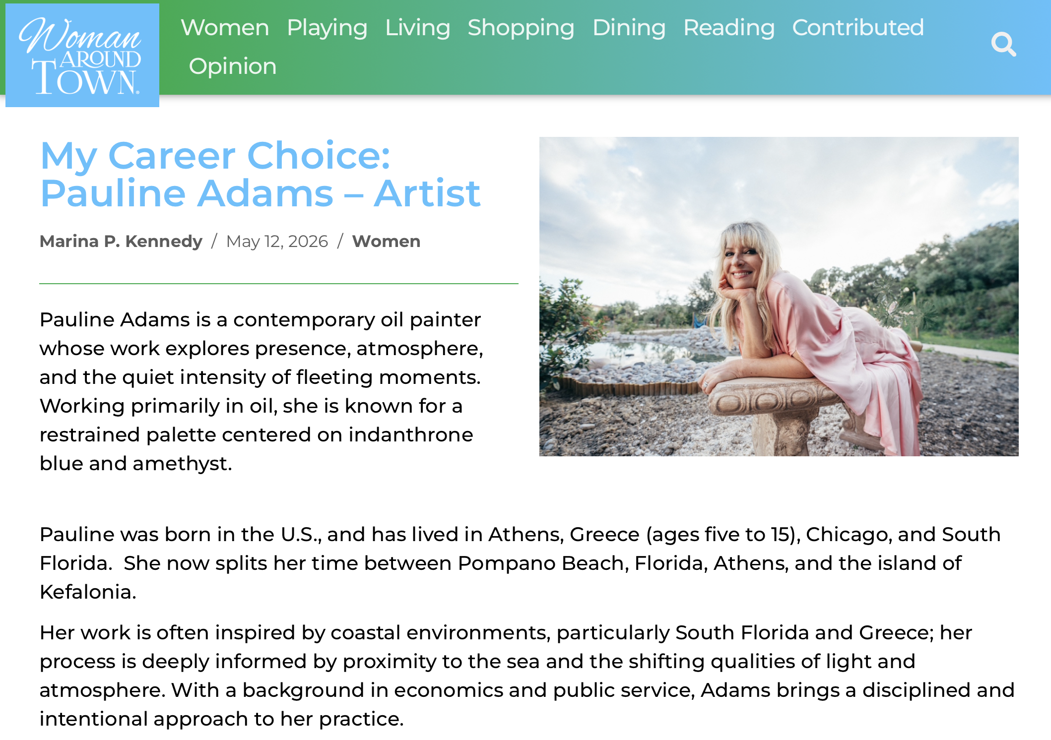 WOMAN AROUND TOWN: My Career Choice: Pauline Adams – Artist / May 12, 2026