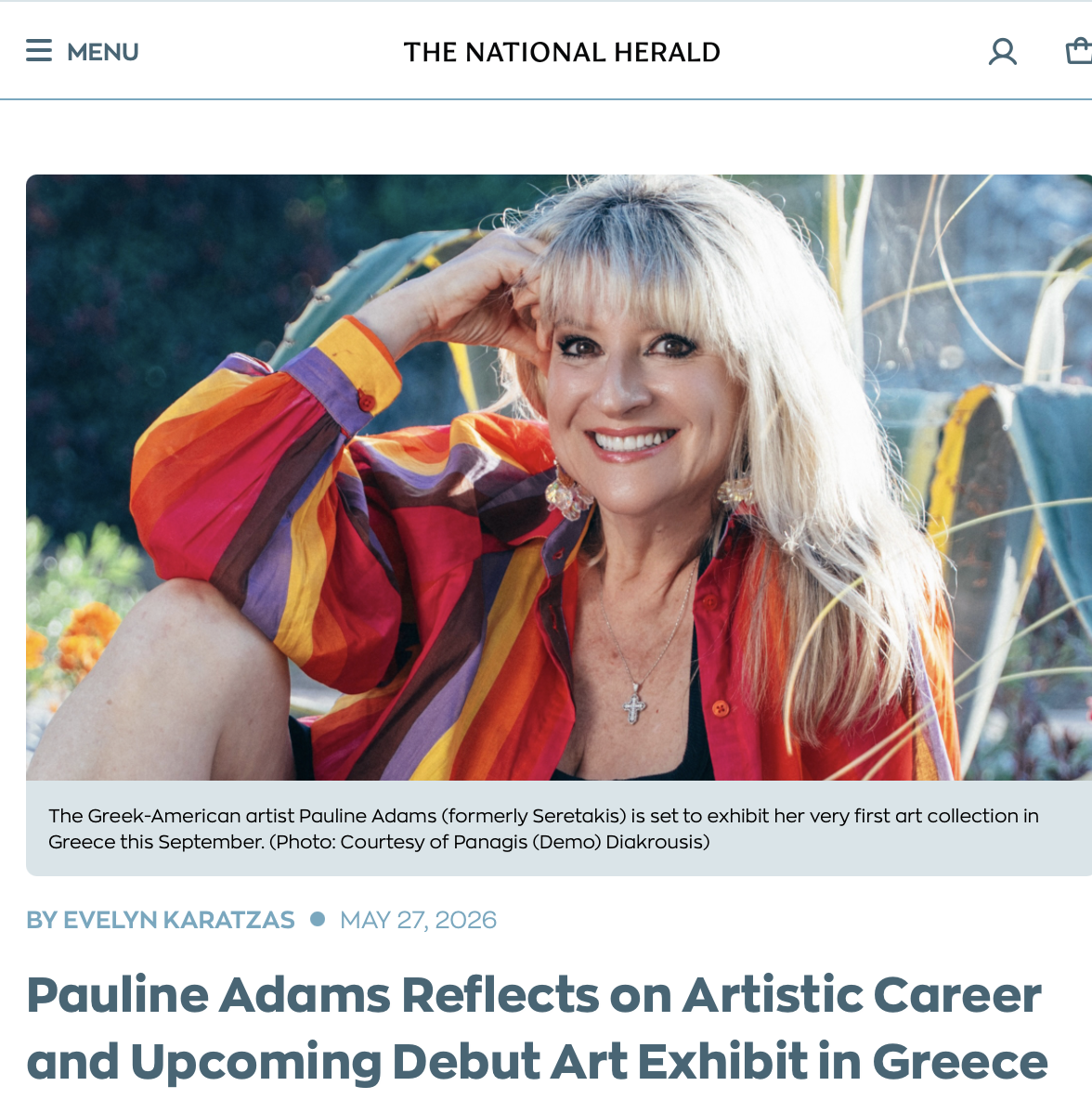 THE NATIONAL HERALD: Pauline Adams Reflects on Artistic Career and Upcoming Debut Art Exhibit in Greece/ MAY 27, 2026