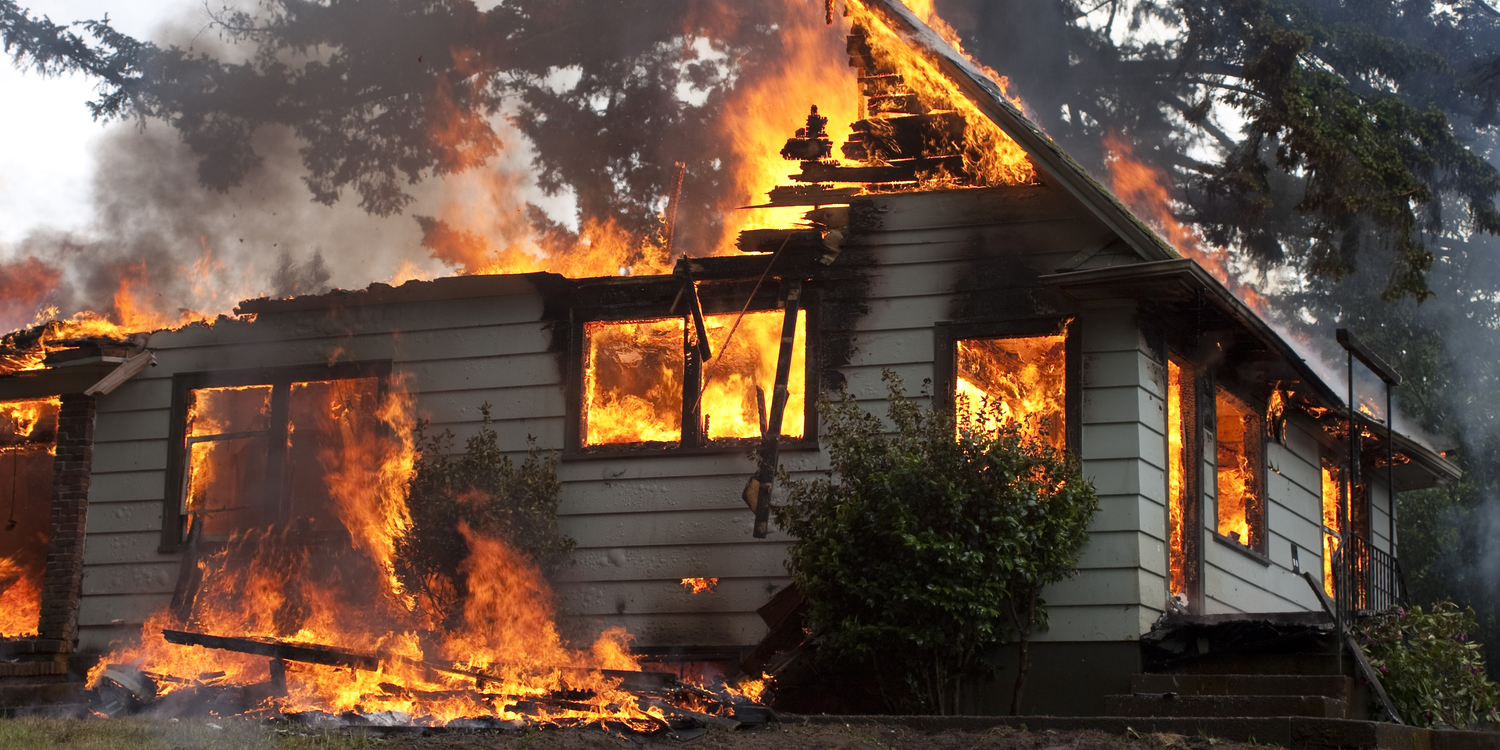 House fire with heavy smoke, before fire damage restoration