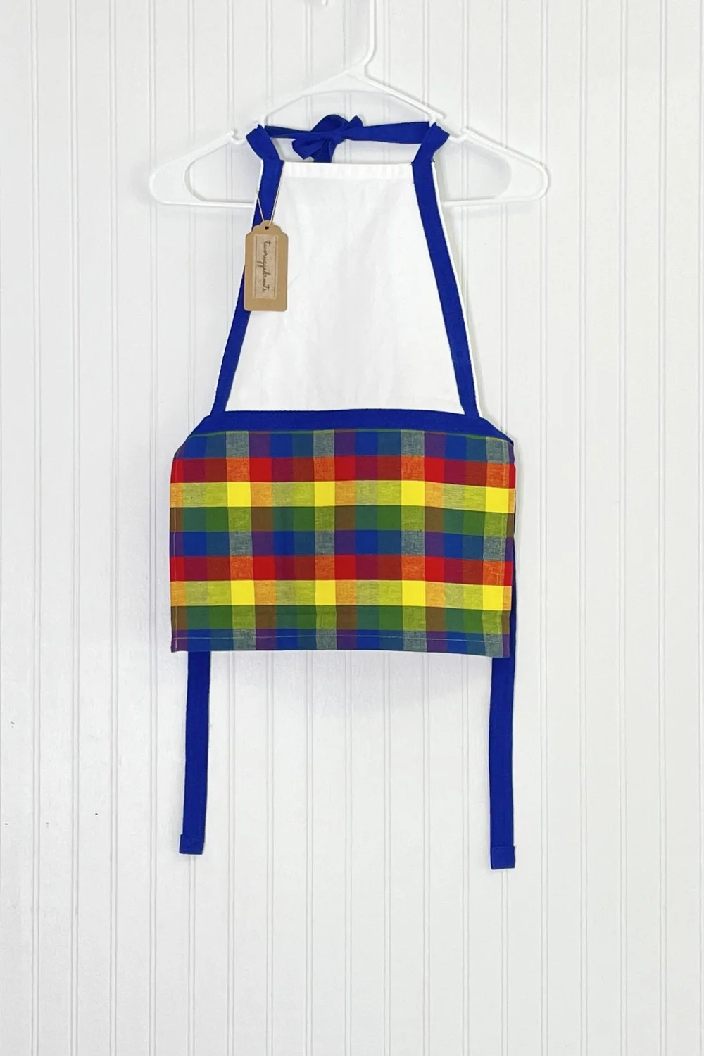 Toddler's Multicolor Check Apron - with Blue — tworuggedroots