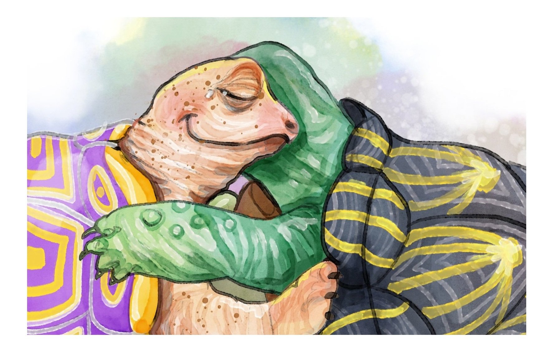 Harley hugs his new friend