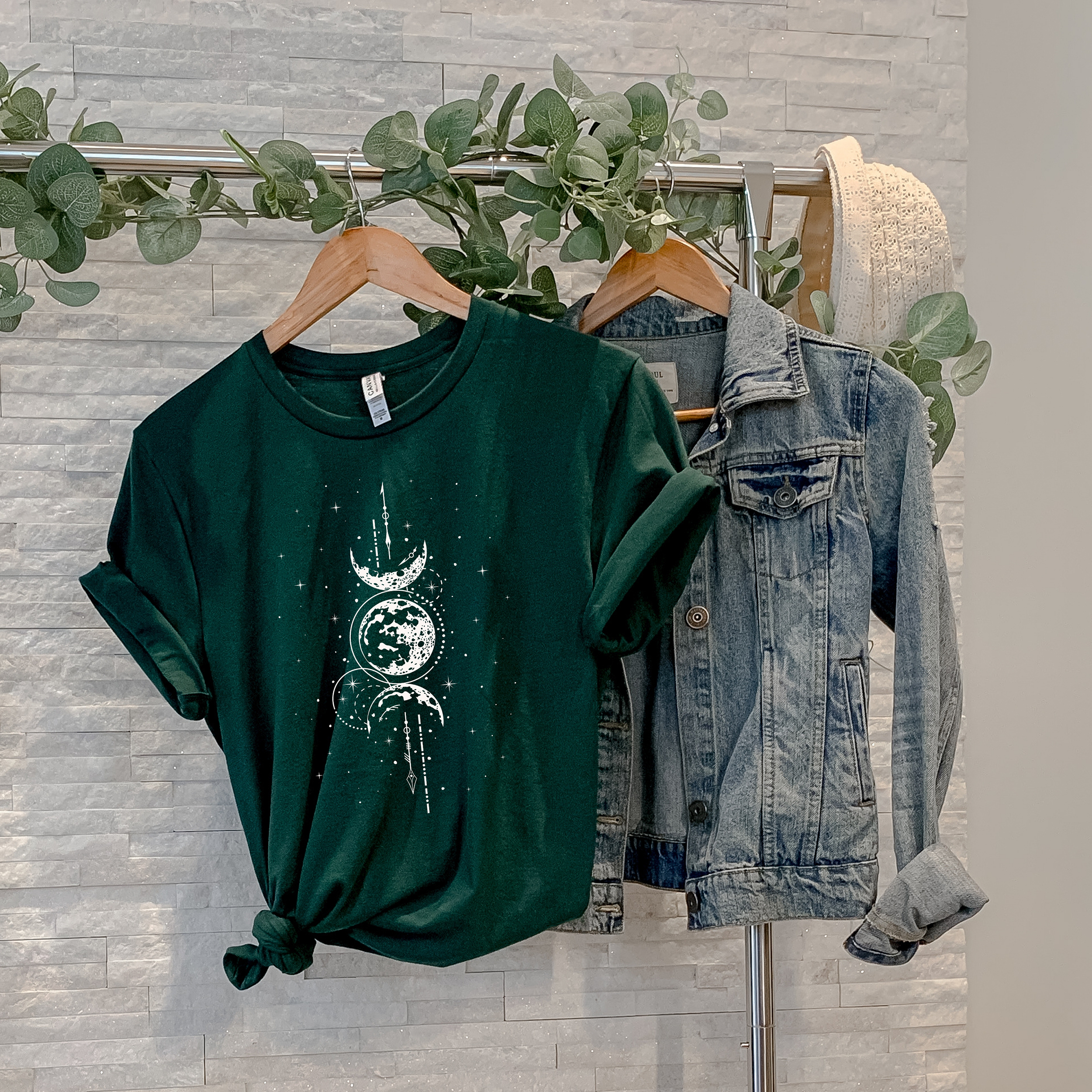 Celestial - moon and stars forest green.png