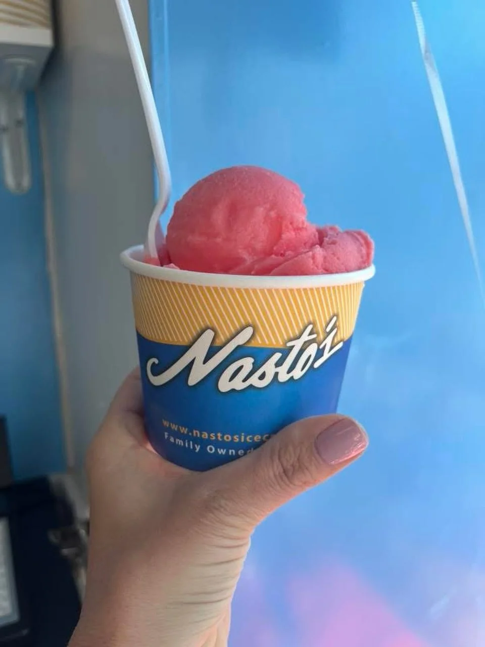 Hello Saturday 🍧✨🍋🍒🍏🥭🍫💙🍉🍈Italian ices are available in: Cherry, Lemon, Cantaloupe, Watermelon, Chocolate, Mango, Blue Raspberry, &amp; Sour Apple. #treatyourself #italianices #saturday #Nastosicecream #nastoswoodbridge