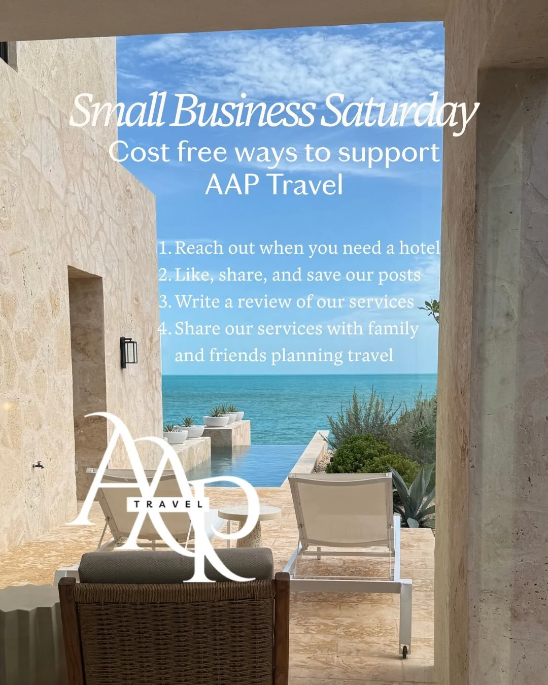 Small gestures mean the world to Small Businesses! 💙Here are a few ways you can show love to my small business this Small Business Saturday without spending any money:

1. Hotel only bookings are always fee free, as hotels build commission into thei
